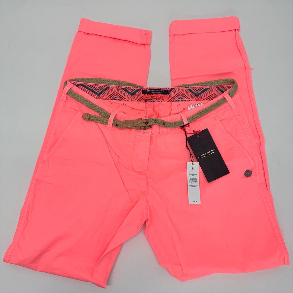 NWT Maison Scotch Womens size 29/34 Lightweight Belted Chinos Pant Boho Vacation